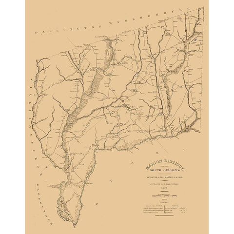 Marion County South Carolina - Harlee 1825  Black Modern Wood Framed Art Print with Double Matting by Harlee