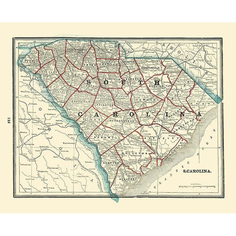 South Carolina - Rathbun 1893 White Modern Wood Framed Art Print by Rathbun