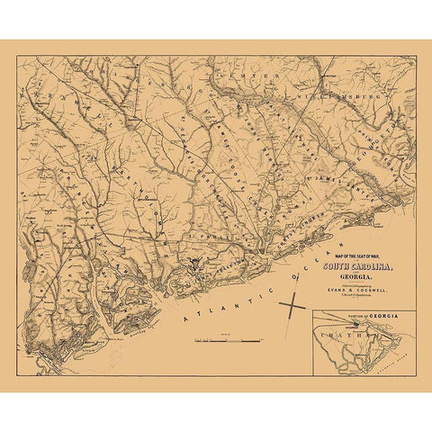 South Carolina - Cogswell 1861  Black Modern Wood Framed Art Print with Double Matting by Cogswell
