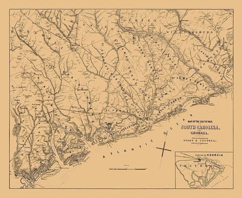 South Carolina - Cogswell 1861  Black Ornate Wood Framed Art Print with Double Matting by Cogswell