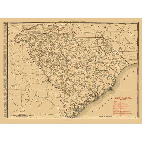 South Carolina -1900 White Modern Wood Framed Art Print by Unknown