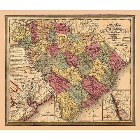 South Carolina - Mitchell 1849  Gold Ornate Wood Framed Art Print with Double Matting by Mitchell