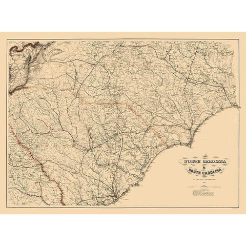 South Carolina - Bache 1865  White Modern Wood Framed Art Print by Bache