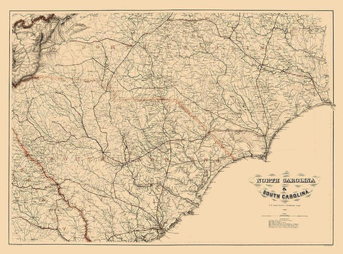 South Carolina - Bache 1865  White Modern Wood Framed Art Print with Double Matting by Bache