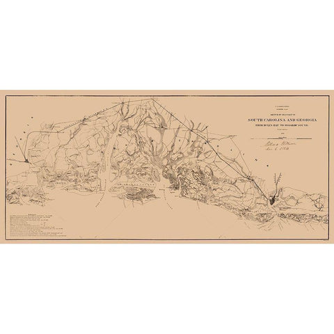 South Carolina Sea Coast - Fillmore 1863  Gold Ornate Wood Framed Art Print with Double Matting by Fillmore