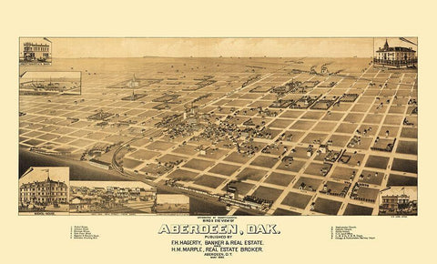 Aberdeen South Dakota - Wellge 1883 White Modern Wood Framed Art Print with Double Matting by Wellge