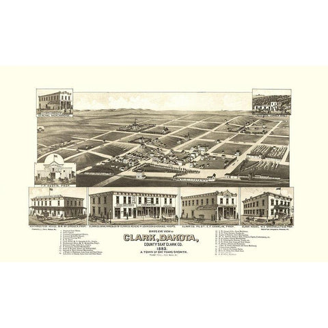 Clark South Dakota - Stoner 1883 Gold Ornate Wood Framed Art Print with Double Matting by Stoner