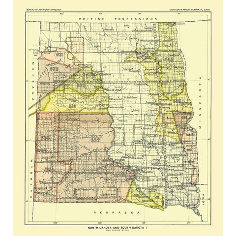 North and South Dakota - Bismarck - Hoen 1896 White Modern Wood Framed Art Print by Hoen