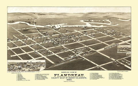 Flandreau South Dakota - Stoner 1883 Black Ornate Wood Framed Art Print with Double Matting by Stoner