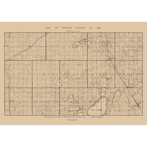 Hamlin County South Dakota - Abbott 1897  Gold Ornate Wood Framed Art Print with Double Matting by Abbott