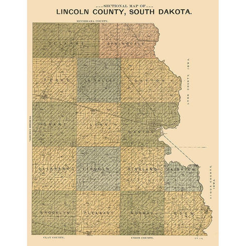 Lincoln County South Dakota - Scott 1899  Gold Ornate Wood Framed Art Print with Double Matting by Scott