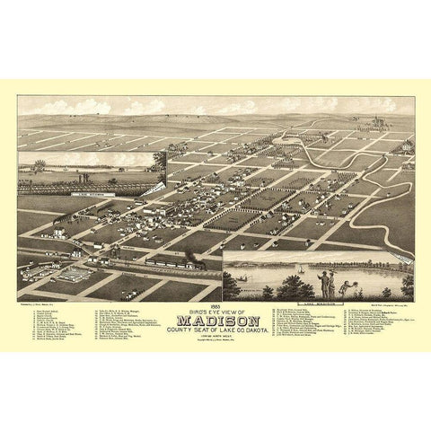 Madison South Dakota - Stoner 1883 Gold Ornate Wood Framed Art Print with Double Matting by Stoner