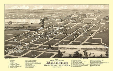 Madison South Dakota - Stoner 1883 White Modern Wood Framed Art Print with Double Matting by Stoner