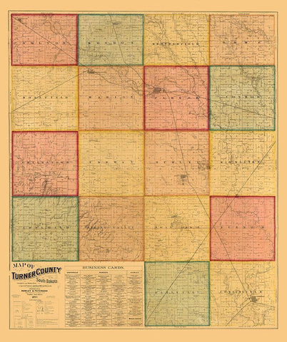 Turner County South Dakota - Rowley 1893  Black Ornate Wood Framed Art Print with Double Matting by Rowley