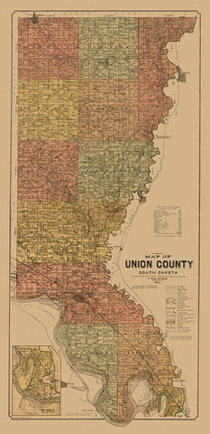 Union County South Dakota - Peterson 1892  White Modern Wood Framed Art Print with Double Matting by Peterson