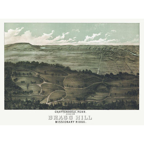 Chattanooga Tennessee - Anderson 1887  White Modern Wood Framed Art Print by Anderson