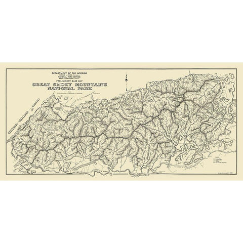 Great Smoky Mountain National Park Gold Ornate Wood Framed Art Print with Double Matting by Unknown
