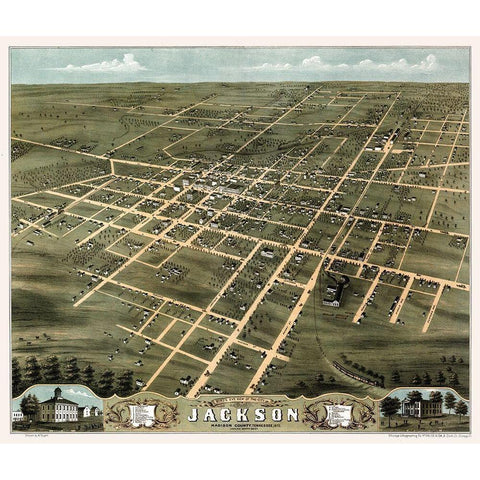 Jackson Tennessee - Ruger 1870  Gold Ornate Wood Framed Art Print with Double Matting by Ruger