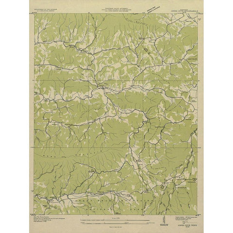 Jones Cove Tennessee Quad - USGS 1935 White Modern Wood Framed Art Print by USGS