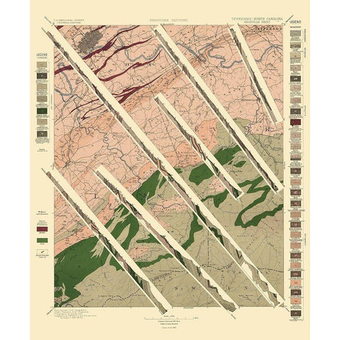 Knoxville Tennessee North Carolina Sheet White Modern Wood Framed Art Print by USGS