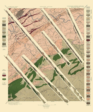 Knoxville Tennessee North Carolina Sheet White Modern Wood Framed Art Print with Double Matting by USGS