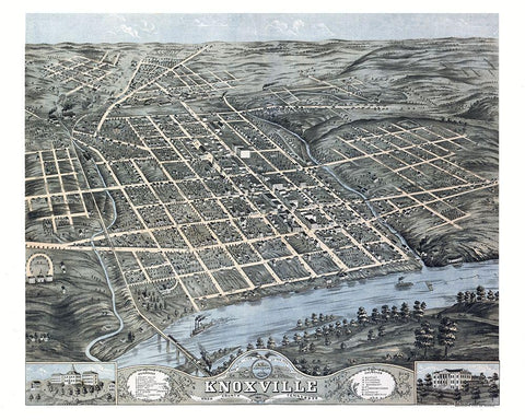 Knoxville Tennessee - Merchant 1871  White Modern Wood Framed Art Print with Double Matting by Merchant