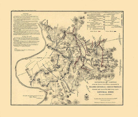 Nashville Tennessee - Peseux 1864  Black Ornate Wood Framed Art Print with Double Matting by Peseux