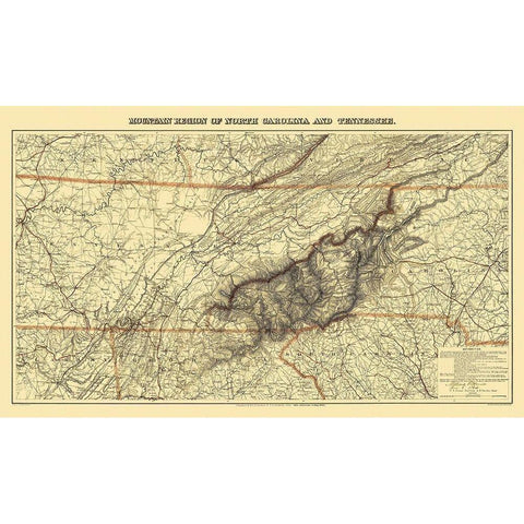 Great Smoky Mountain, Region Tennessee - 1864 White Modern Wood Framed Art Print by Unknown