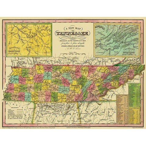 Tennessee - Tanner 1833 Black Modern Wood Framed Art Print with Double Matting by Tanner