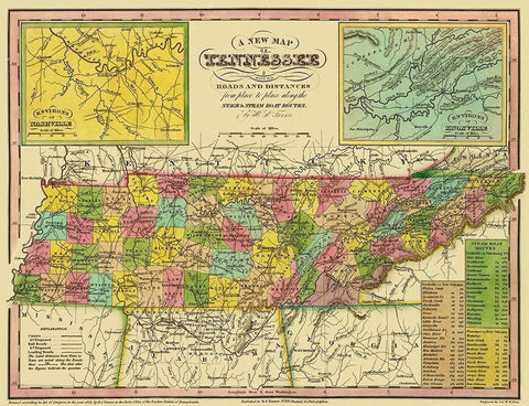 Tennessee - Tanner 1833 Black Ornate Wood Framed Art Print with Double Matting by Tanner