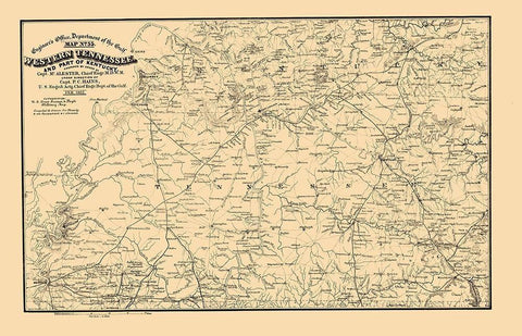 West Tennessee, Part of Kentucky 1865 Black Ornate Wood Framed Art Print with Double Matting by von Reizenstein