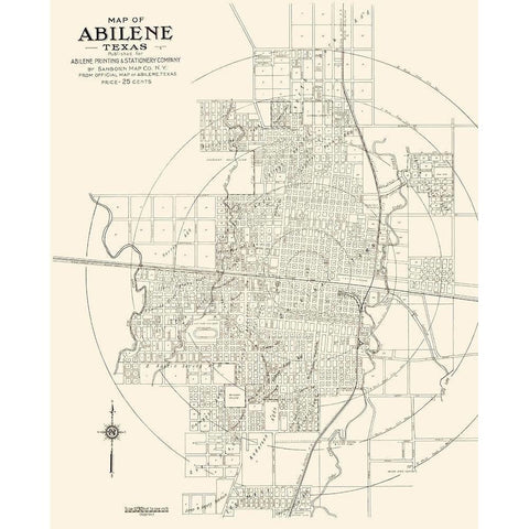 Abilene Texas - Sanborn 1929 Black Modern Wood Framed Art Print with Double Matting by Sanborn
