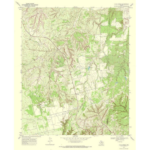 A B C Creek Texas Quad - USGS 1969 Black Modern Wood Framed Art Print by USGS