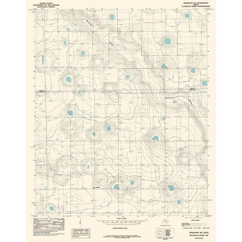 South West Abernathy Texas Quad - USGS 1985 Gold Ornate Wood Framed Art Print with Double Matting by USGS