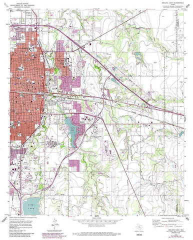 East Abilene Texas Quad - USGS 1957 White Modern Wood Framed Art Print with Double Matting by USGS