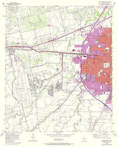 West Abilene Texas Quad - USGS 1957 White Modern Wood Framed Art Print with Double Matting by USGS