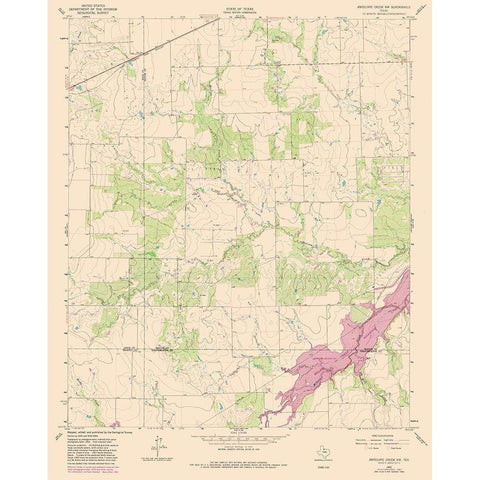 North West Antelope Creek Texas Quad - USGS 1962 Gold Ornate Wood Framed Art Print with Double Matting by USGS