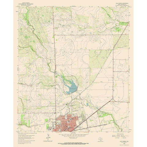 North Alice Texas Quad - USGS 1963 White Modern Wood Framed Art Print by USGS