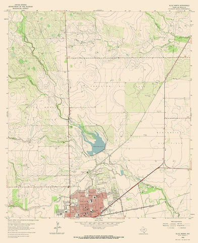 North Alice Texas Quad - USGS 1963 White Modern Wood Framed Art Print with Double Matting by USGS