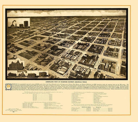 Amarillo Texas - Sturdivant 1912 Black Ornate Wood Framed Art Print with Double Matting by Sturdivant
