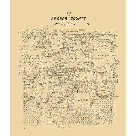 Archer County Texas - 1879 White Modern Wood Framed Art Print by Unknown