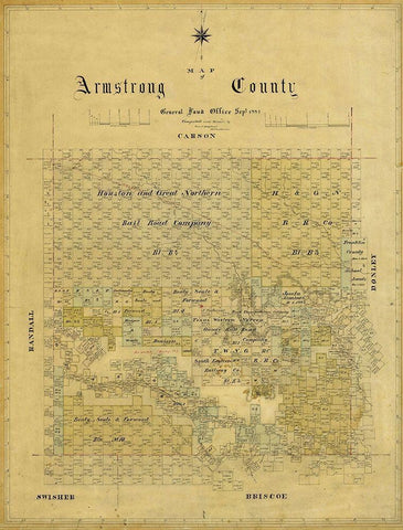 Armstrong County Texas - 1881 White Modern Wood Framed Art Print with Double Matting by Unknown