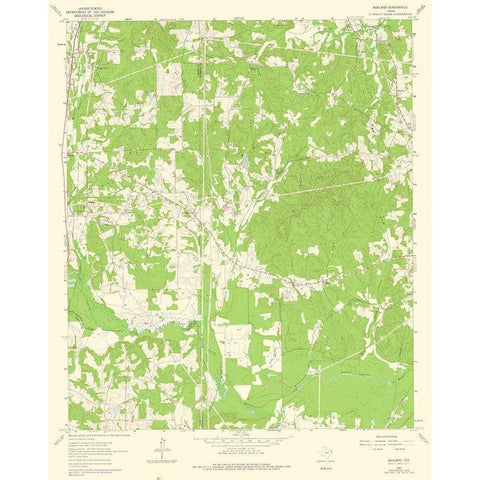 Ashland Texas Quad - USGS 1962 White Modern Wood Framed Art Print by USGS