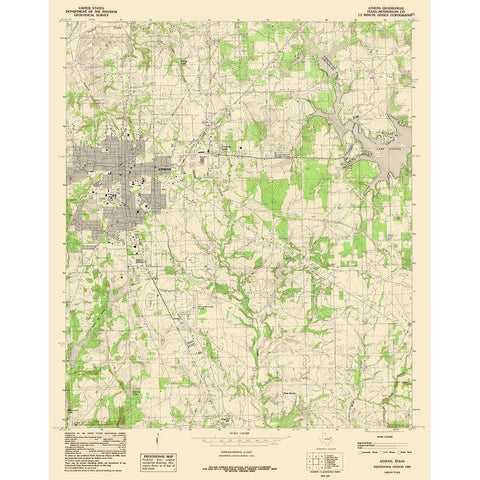 Athens Texas Quad - USGS 1984 White Modern Wood Framed Art Print by USGS