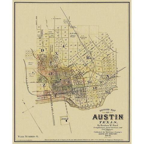 Austin Texas Landowner - Ford 1885 Black Modern Wood Framed Art Print by Ford