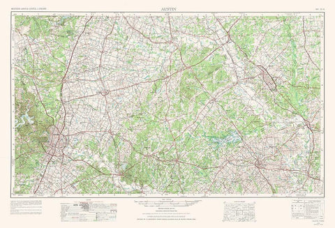 Austin Texas Quad - USGS 1954 White Modern Wood Framed Art Print with Double Matting by USGS