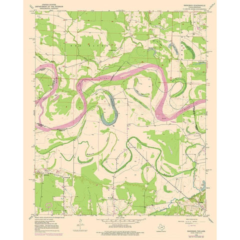 Barkman Texas Quad - USGS 1950 Gold Ornate Wood Framed Art Print with Double Matting by USGS