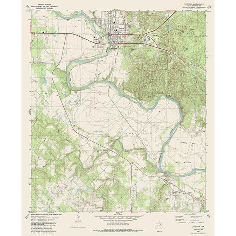 Bastrop Texas Quad - USGS 1982 Gold Ornate Wood Framed Art Print with Double Matting by USGS