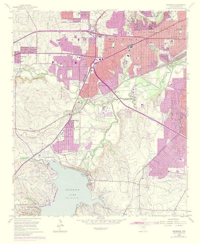 Benbrook Texas Quad - USGS 1969 White Modern Wood Framed Art Print with Double Matting by USGS