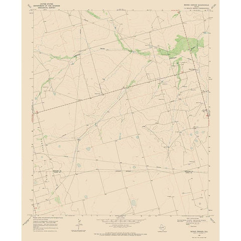 Benge Corner Texas Quad - USGS 1968 White Modern Wood Framed Art Print by USGS